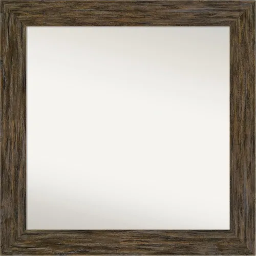 Vista 44 de Amanti Art Espejo personalizado, espejo de baño marrón Fencepost, espejo de pared o espejo de tocador de baño sobre el fregadero (27 x 27 pulgadas)