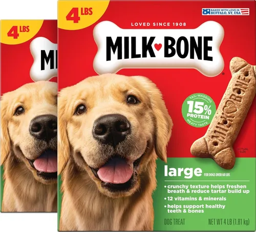 Vista 7 de Milk-Bone Original Dog Treats Galletas para perros grandes, 24 libras (paquete de12) 24 onzas. cajas, sabor carnoso que menea la cola, 15%
