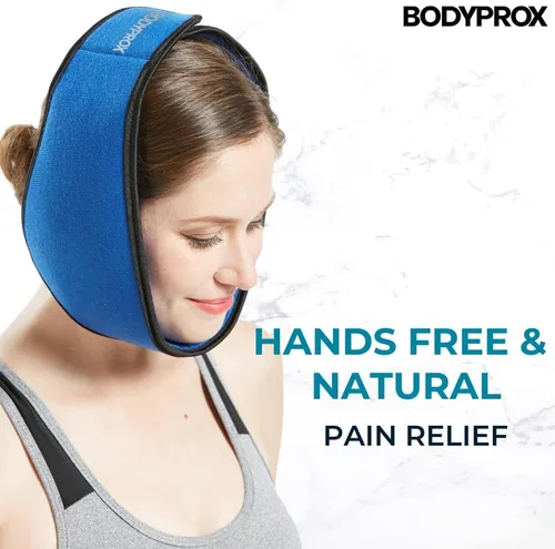 Vista 6 de Bodyprox Paquete de hielo facial para mandíbula, cabeza y barbilla, envoltura ajustable caliente y fría para muelas del juicio y alivio del dolor
