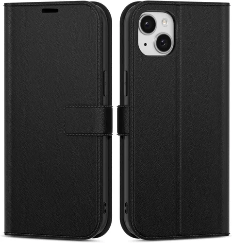 Vista 29 de oakxco Funda tipo cartera para iPhone SE 2022/2020/8/7 con soporte para tarjeta de crédito, funda magnética RFID delgada tipo libro con tapa