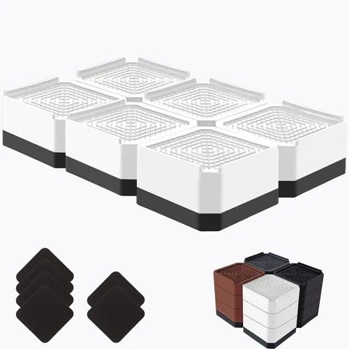 Vista 13 de Elevadores de cama resistentes, bloques elevadores de muebles ajustables de 1.5, 3, 4.3 pulgadas para patas de sofá, mesa, escritorio, refrigerador