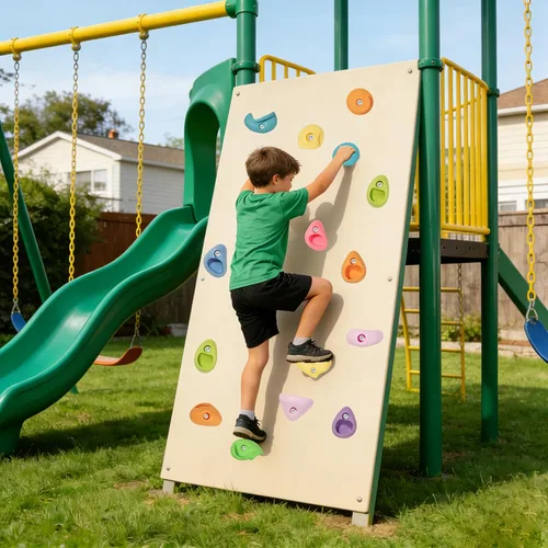 Vista 6 de Juego de 20 soportes de escalada en roca para niños, agarres de pared para escalada en roca, juego de pared para interiores y exteriores, juego