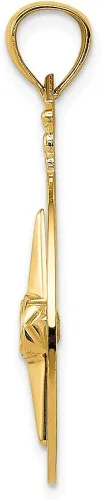 Vista 2 de Colgante de oro amarillo macizo de 14 quilates para hombre con brújula de corte diamante de 1220in
