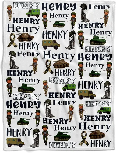 Vista 30 de Manta de bebé del ejército personalizada, colcha militar de camuflaje para bebé, ropa de cama temática de equipo táctico de felpa suave, recuerdo