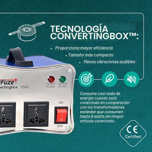 Vista 6 de LiteFuze Convertidor de voltaje de 1500 W - 110 V a 220 V y transformador elevador de 220 V a 110 V - Protección dual del disyuntor - Salida