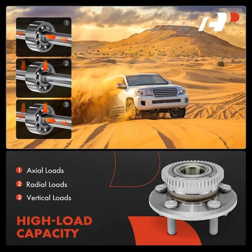 Vista 4 de A-Premium 2 rodamientos de rueda delantera y conjunto de cubo con anillo ABS y 5 lengüetas compatibles con Ford Mustang 2015-2021 Compatible with