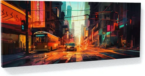 Vista 12 de Sense Canvas Arte en lienzo de la ciudad de Los Ángeles 1, decoración del hogar, póster impreso, pintura pequeña de 20 x 8 / 0.75 pulgadas