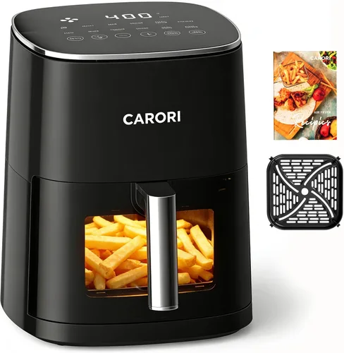 Vista 10 de CARORI Freidora de aire de 6 cuartos con ventana de visión, 12 preajustados, gran capacidad, 400 ℉ máximo crujiente, 1700 W comidas rápidas incluso