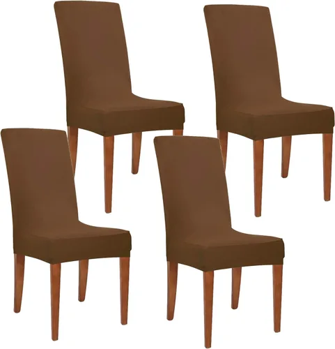 Vista 11 de Obstal - Juego de 4 fundas para sillas de comedor elásticas en negro de spandex, extraíbles y lavables, fundas de asiento para sillas de cocina