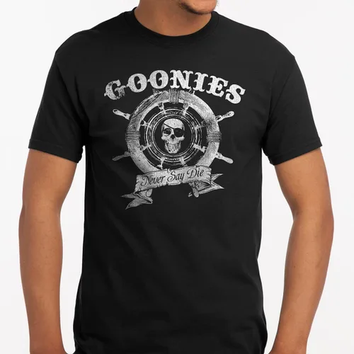 Vista 3 de Ripple Junction The Goonies - Camiseta de manga corta para hombre, Captain's Wheel Never Say Die, cita de la comedia de 1980, con licencia