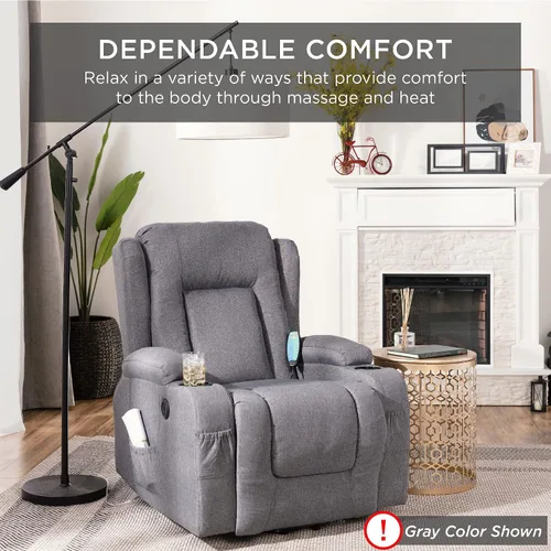 Vista 3 de Best Choice Products Silla elevadora eléctrica de lino moderno, silla de masaje reclinable, muebles ajustables para espalda, patas con 3 posiciones