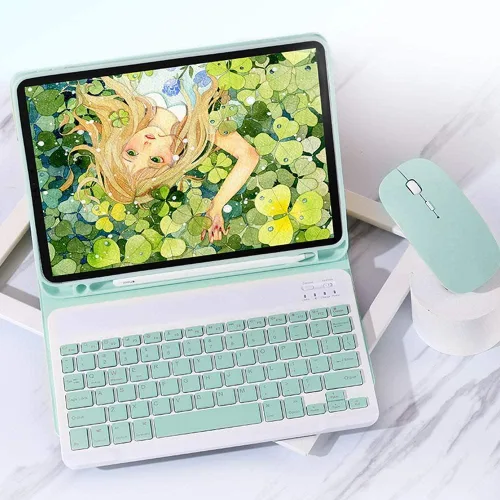 Vista 5 de Funda para teclado Galaxy Tab S6 Lite 2024/2022/2020 con ratón, funda magnética desmontable para teclado con soporte para S Pen y mouse para Galaxy