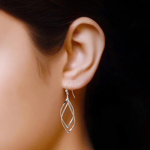 Vista 5 de Charmsy - Juego de 2 pares de aretes de plata de ley para mujer, Plata Esterlina