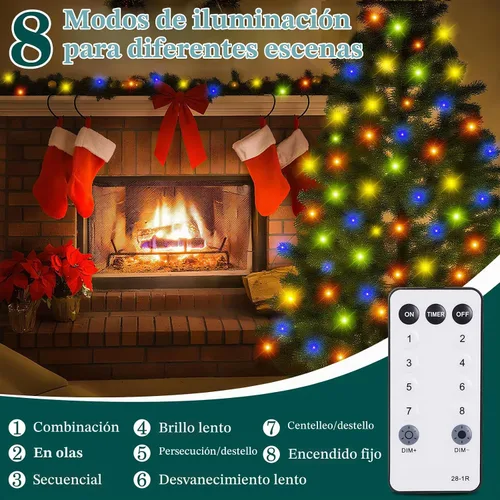 Vista 2 de HYH Luces de Navidad para Exteriores 1000 LED 328 Pies Luces de Cadena Multicolor, IP67 Impermeable Interior Luces de Hadas de Navidad Multifunción
