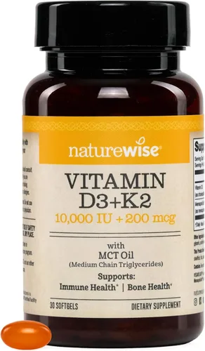 Vista 12 de NatureWise Vitamina vegana D3 + K2 con aceite orgánico de coco MCT – D3 orgánico 5000IU + K2 natural 100mcg – Soporte óseo de alta absorción – Sin