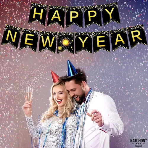 Vista 9 de KatchOn, Cartel grande de feliz año nuevo, 10 pies, sin bricolaje Fondo de feliz año nuevo para suministros de fiesta de Nochevieja 2026 Cartel