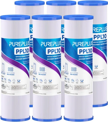 Vista 15 de PUREPLUS Filtro de sedimento plisado para toda la casa de 5 micras de 10 x 2.5 pulgadas para agua de pozo, cartucho de repuesto para sistema