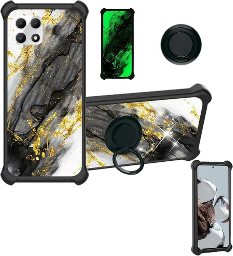 Vista 10 de Aroepurt Cricket Ovation 2 - Funda compatible con AT&T Maestro Max (2021) [PC duro + silicona suave] [purpurina dorada + luminosa] JSH-HDL