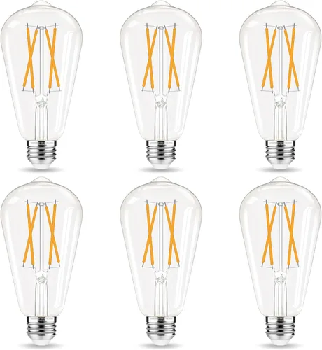 Vista 14 de GvvooHome - Bombillas LED regulables Edison, bombilla LED E26 equivalente a 60 W, luz blanca fría 4000K, bombillas vintage ST58, CRI de 90+, 6 W 600
