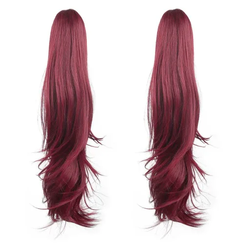 Vista 74 de Extensiones de cola de caballo, extensiones de cabello de cola de caballo con clip de garra marrón oscuro para mujer, pieza de cabello rizado