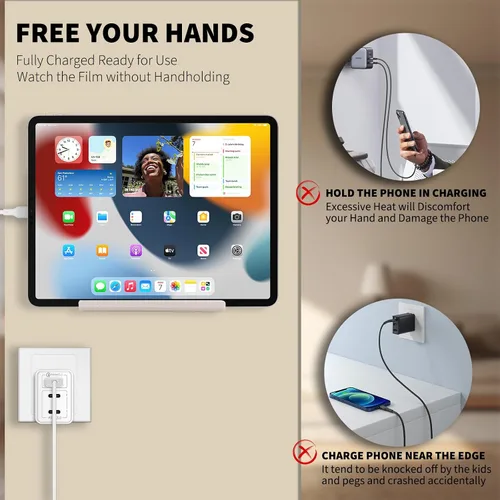 Vista 5 de Soporte de Teléfono con Tableta Adhesiva Montado en Pared, Estantes Flotantes de Acrílico, Soporte de Pared para eReader y Smartphone