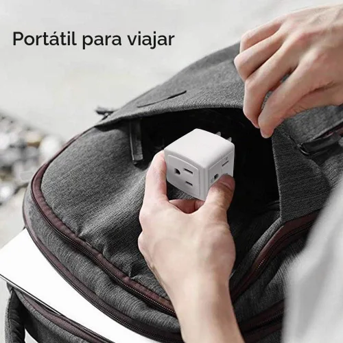Vista 7 de SYCON Extensor de salida adaptador, mini enchufe de pared de 2 clavijas a 3 clavijas, divisor de salida múltiple con 3 tomas de corriente