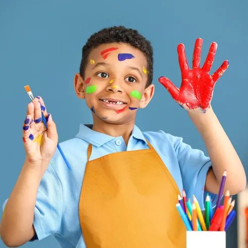 Vista 6 de Juego de 24 paletas de pintura para niños y niños, delantales de pintura, delantales de tela, suministros de fiesta, decoración de fiesta de arte