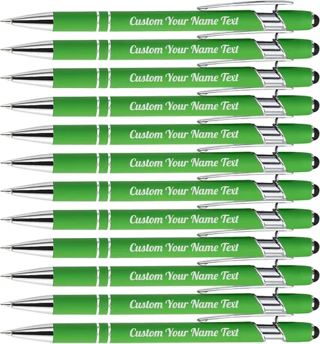Vista 10 de 12 unidades de bolígrafos personalizados a granel con nombre grabado gratis, bolígrafos de bola personalizados con lápiz óptico, mensaje de texto
