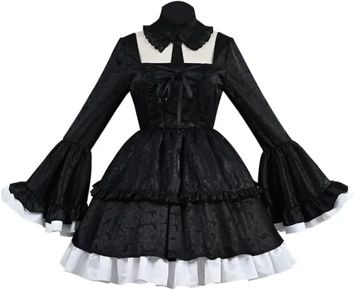 Vista 5 de Disfraz de cosplay de Anime My Dress-Up Darling Kuroe Shizuku Kitagawa Marin vestido de criada negro para Halloween