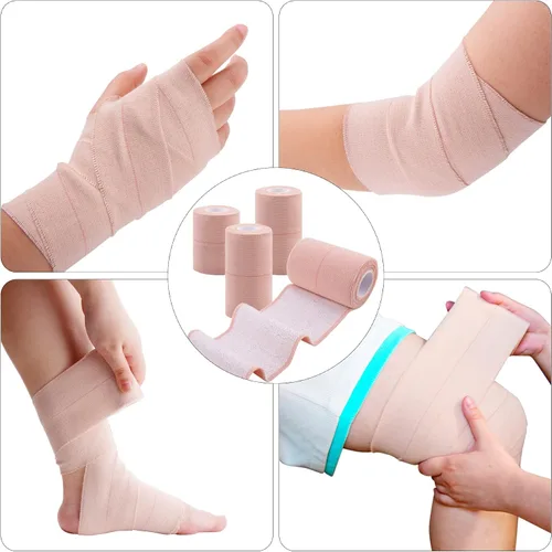 Vista 5 de BQTQ 6 rollos de cinta adhesiva elástica de 4 pulgadas, vendaje elástico autoadhesivo para heridas, vendaje elástico autoadherente, cinta deportiva