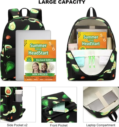 Vista 2 de Mochila infantil para niñas, adolescentes, bolsas escolares con bolsa de almuerzo, estuche para lápices