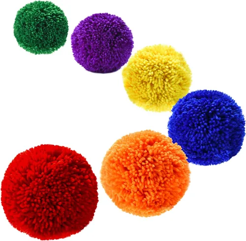 Vista 4 de Paquete de 6 bolas de forro polar suave grandes de 5 pulgadas, bolas de juego arcoíris para Dodge Ball, balonmano, campamentos y escuelas