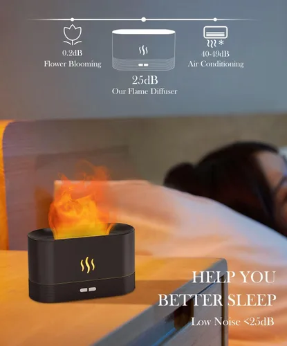 Vista 5 de Difusor de Aire en Forma de Llama Humidificador, Difusor de Aroma Mejorado para Aceites Esenciales, Aromaterapia Ultrasónica, Humedad de Niebla