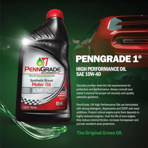 Vista 2 de PENN GRADE 1 Mezcla sintética de alto rendimiento SAE 10W-40 (1 cuarto de galón)