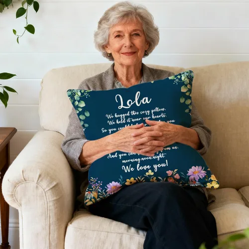 Vista 5 de Lola - Fundas de almohada, regalos conmovedores para la abuela Lola, almohada de cojín floral acogedora para abuelo, 18 x 18 pulgadas