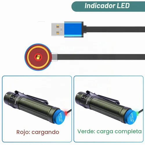 Vista 6 de Kissmart Cargador MCC 3 para Olight Odin/Odin Mini/PL-Pro/Baton3/Warrior Mini2/Perun 2/Seeker 3 Pro/Warrior 3s/Baldr Pro R Cable de carga USB