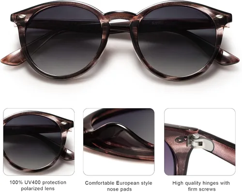 Vista 2 de SOJOS Retro Round Polarized Sunglasses for Women Men Classic Vintage Sunnies SJ2069