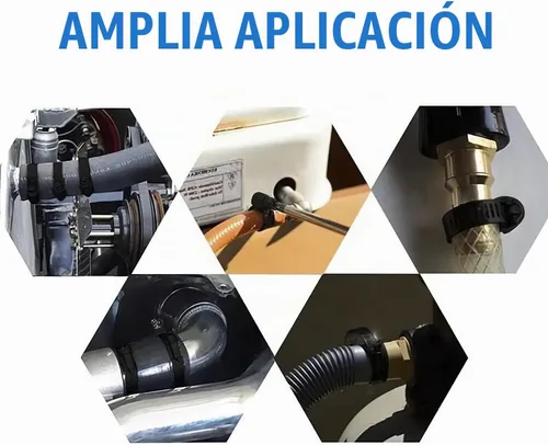 Vista 3 de Abrazadera de manguera de acero inoxidable ajustable de 6 a 1.496 in, abrazaderas de manguera de engranaje helicoidal, kit surtido para fontanería