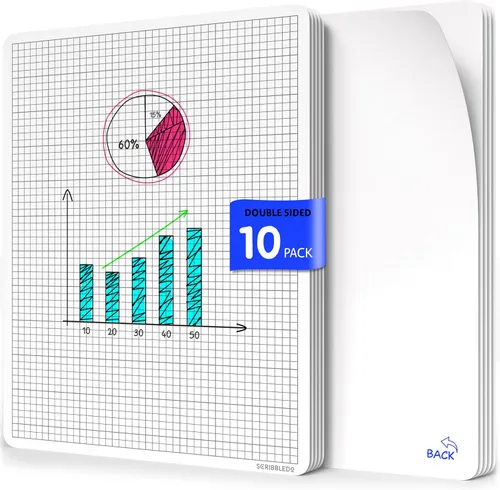 Vista 9 de SCRIBBLEDO Hojas de borrado en seco de rejilla grande de 11 x 14 pulgadas, hojas pequeñas de pizarra blanca para práctica de matemáticas Rejillas