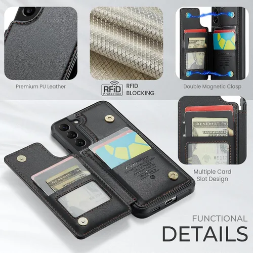 Vista 3 de UEEBAI Funda tipo cartera con tarjetero para Samsung Galaxy S22 5G, con bloqueo RFID, funda de piel sintética, con ranuras para tarjetas, funda