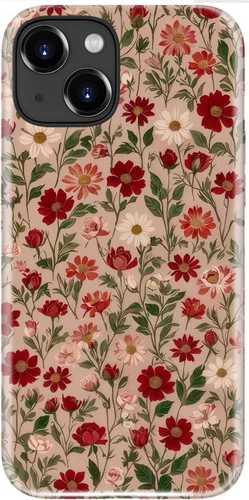 Vista 29 de Funda para iPhone 12 Mini, compatible con carga inalámbrica, protección de doble capa con elegante diseño de flores silvestres, silicona suave +