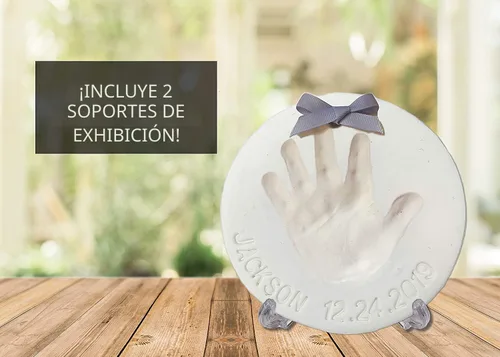 Vista 5 de Kit de adorno de recuerdo de huellas de mano para bebé (2 unidades) – Plantilla de regalo para regalos personalizados de Navidad, recién nacidos