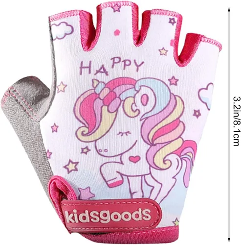 Vista 2 de Guantes deportivos para niños, guantes de bicicleta transpirables sin dedos para equitación, guantes de medio dedo impresos para niños, guantes