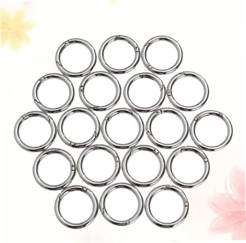 Vista 4 de TEHAUX 20 piezas Llavero Accesorios Mosquetón Acero Inoxidable Anillos de Salto de Acero Inoxidable Clip Mosquetón Redondo Metal O Anillo Anillo