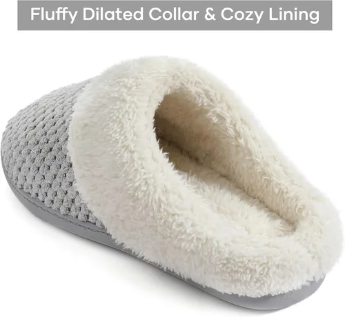 Vista 4 de ULTRAIDEAS - Pantuflas de lana y vellón, cómodas para mujer, espuma viscoelástica, de meter, para interiores y exteriores