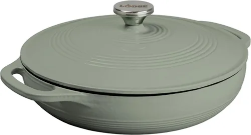 Vista 12 de Lodge Cacerola Ovalada de Hierro Fundido Esmaltado de 3.6 Cuartos con Tapa – Asas Dobles – Apta para Horno hasta 500°F o en Estufa – Úsela