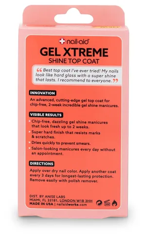Vista 2 de NAIL-AID Gel Xtreme Shine Top Coat, transparente, 0.55 onzas líquidas