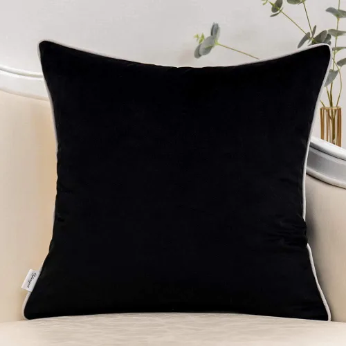 Vista 2 de Yangest - Funda de cojín de terciopelo con rayas doradas, moderna, de lujo, ideal para sofá, dormitorio, sala de estar y decoración del hogar.