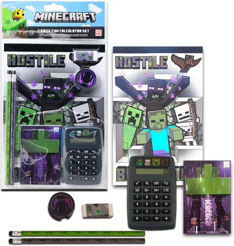 Vista 2 de Minecraft Paquete económico de suministros escolares, paquete de 9 piezas con carpetas, cuadernos y calcomanías Minecraft para niños y niñas