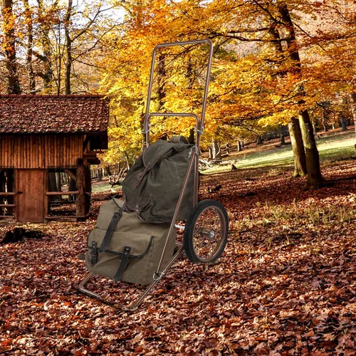 Vista 9 de PEXMOR Carro plegable de ciervos, capacidad de 500 libras. Utilidad de transporte de juegos, carrito de engranajes con ruedas de 17 pulgadas
